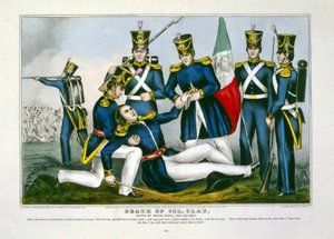 De dood van Col. Clay, Slag bij Buena Vista, 23 februari 1847, uitgegeven 1847 door American School